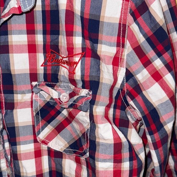 Weatherproof Vintage Men's Blue and Red Casual Button Down Shirt - Picture 4 of 5